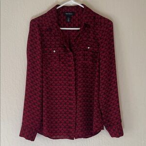 White House Black Market Women's Red Button Down Shirt